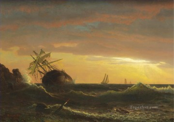  barco - Barco varado paisaje marino americano Albert Bierstadt